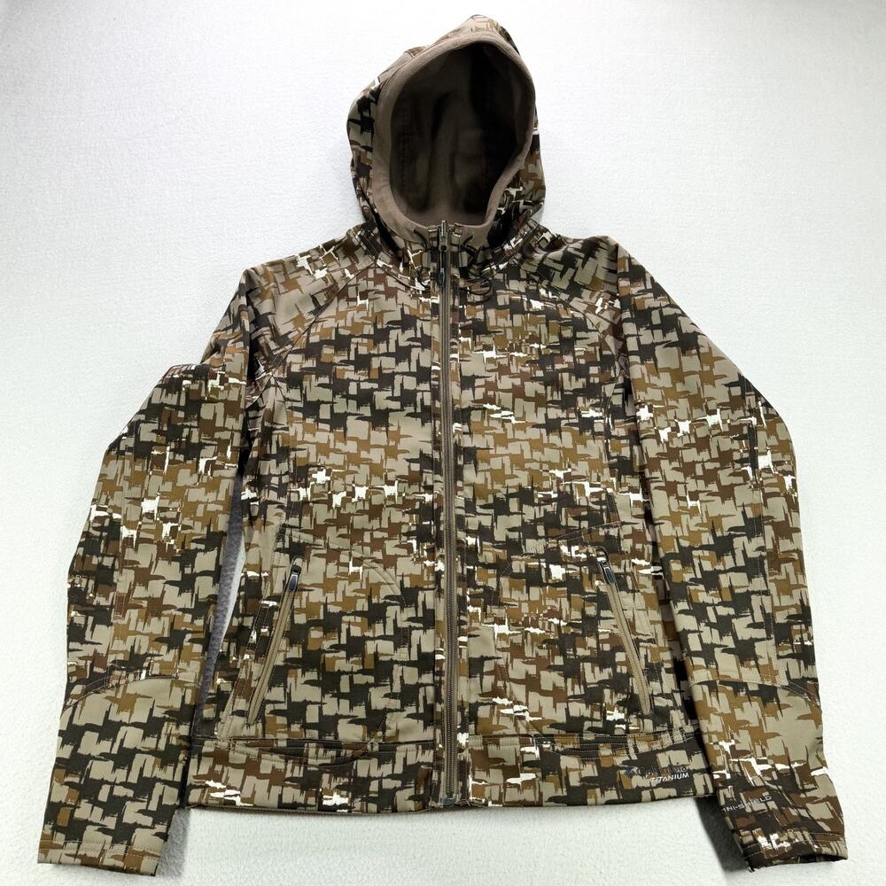 Columbia Titanium Jacket Womens M Reversible Camouflage Fleece Thumb Hole Hood